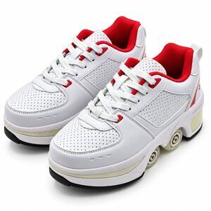 YOUSIOI 001 Roller Skate Shoes Womens US 6.5 EU 36 White Red Retractable Quad